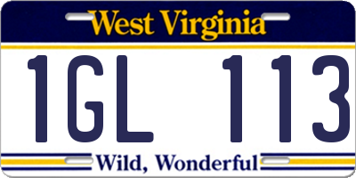 WV license plate 1GL113