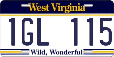 WV license plate 1GL115