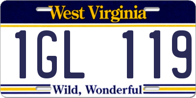 WV license plate 1GL119