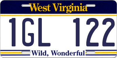 WV license plate 1GL122