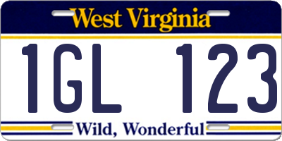 WV license plate 1GL123