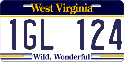WV license plate 1GL124