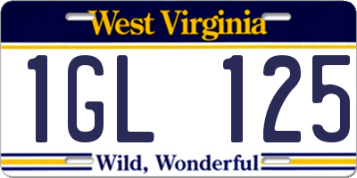 WV license plate 1GL125