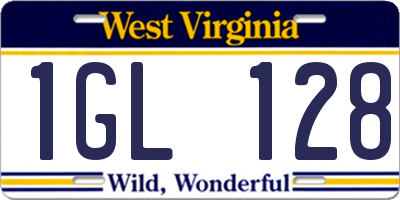 WV license plate 1GL128