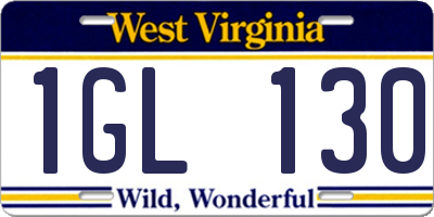 WV license plate 1GL130