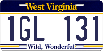 WV license plate 1GL131