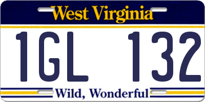 WV license plate 1GL132