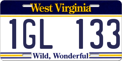WV license plate 1GL133