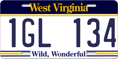 WV license plate 1GL134