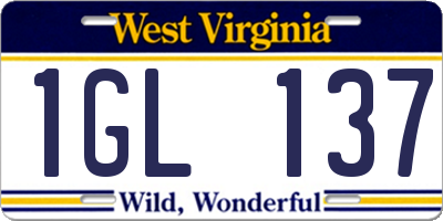 WV license plate 1GL137