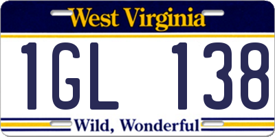 WV license plate 1GL138