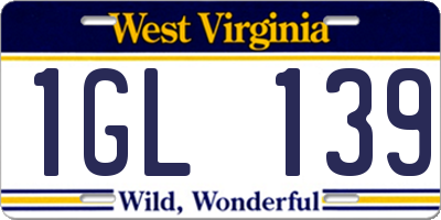 WV license plate 1GL139