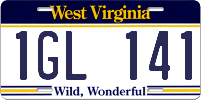 WV license plate 1GL141
