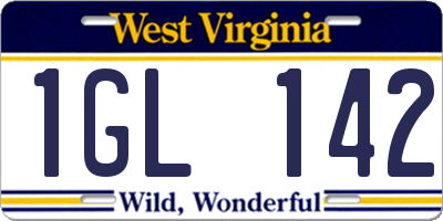 WV license plate 1GL142
