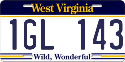 WV license plate 1GL143