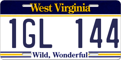 WV license plate 1GL144