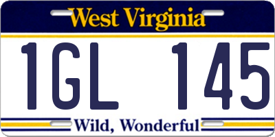 WV license plate 1GL145