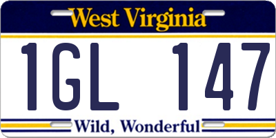 WV license plate 1GL147