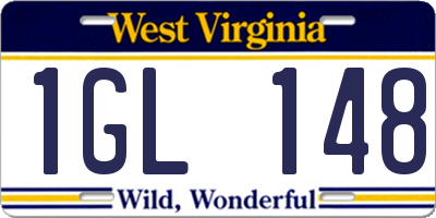 WV license plate 1GL148