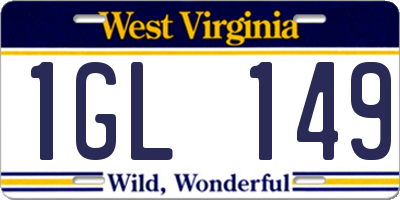 WV license plate 1GL149