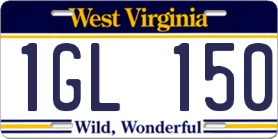 WV license plate 1GL150