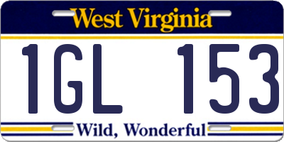 WV license plate 1GL153