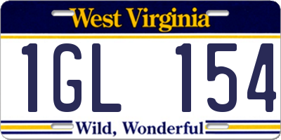 WV license plate 1GL154