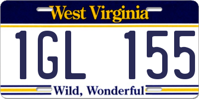WV license plate 1GL155