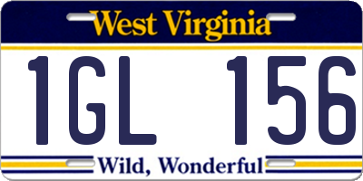 WV license plate 1GL156