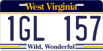 WV license plate 1GL157
