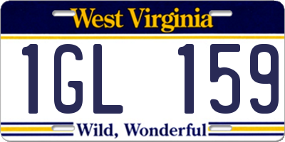 WV license plate 1GL159