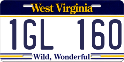 WV license plate 1GL160