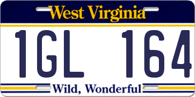 WV license plate 1GL164