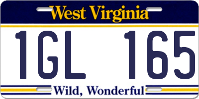 WV license plate 1GL165