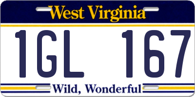 WV license plate 1GL167
