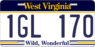 WV license plate 1GL170
