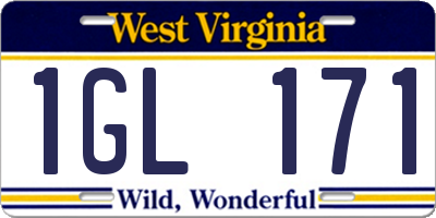 WV license plate 1GL171