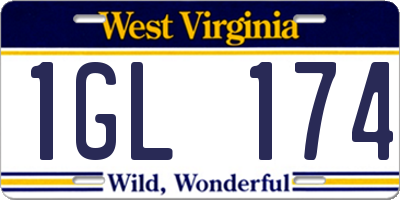 WV license plate 1GL174