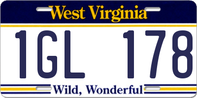 WV license plate 1GL178