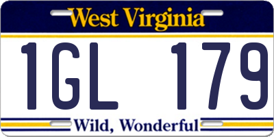 WV license plate 1GL179