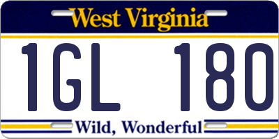 WV license plate 1GL180