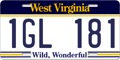 WV license plate 1GL181