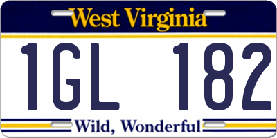 WV license plate 1GL182