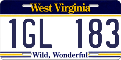 WV license plate 1GL183