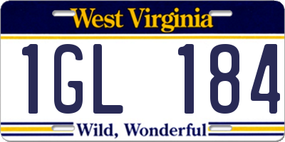 WV license plate 1GL184