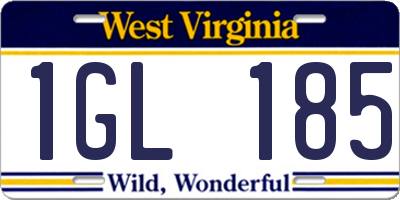WV license plate 1GL185