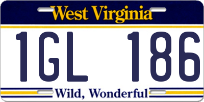 WV license plate 1GL186