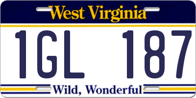 WV license plate 1GL187