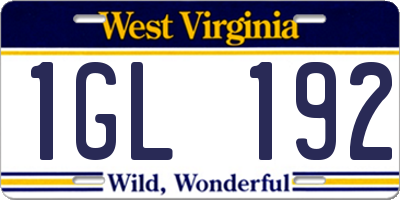 WV license plate 1GL192