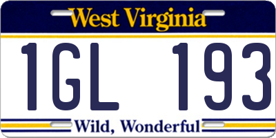 WV license plate 1GL193